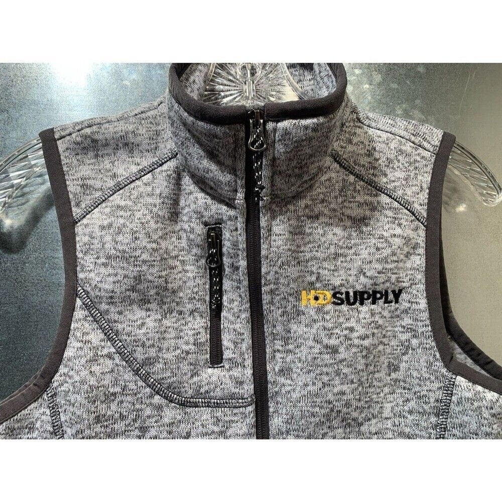 Knit Vest HD Supply Full Zip 3 Pocket Polyester Heather S/P Women's Embroidered